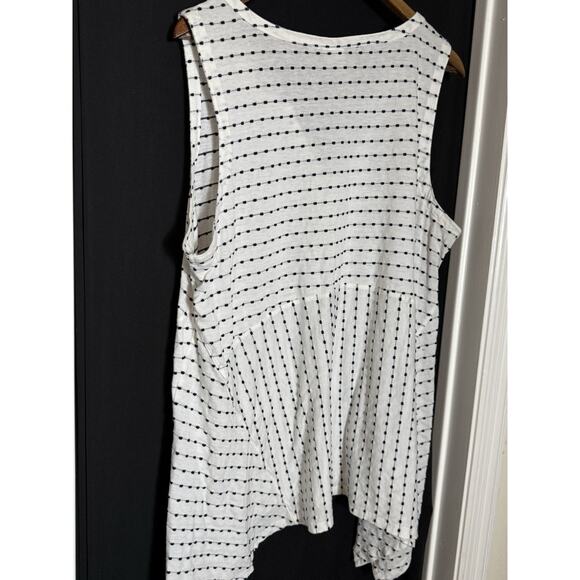 New Directions, Tank Top 3X White black Asymmetrical Cottage - Picture 3 of 8